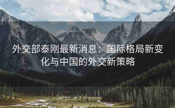 外交部泰刚最新消息：国际格局新变化与中国的外交新策略