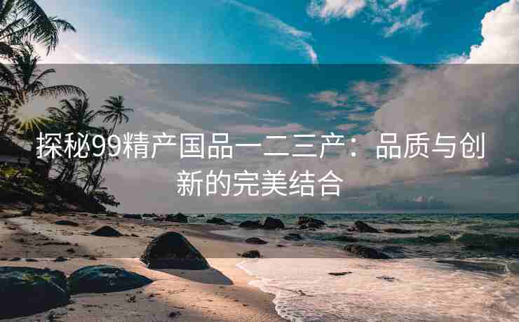 探秘99精产国品一二三产：品质与创新的完美结合
